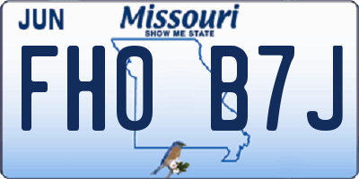MO license plate FH0B7J