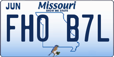 MO license plate FH0B7L