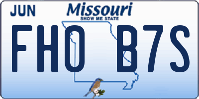 MO license plate FH0B7S