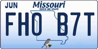 MO license plate FH0B7T