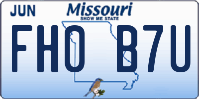 MO license plate FH0B7U