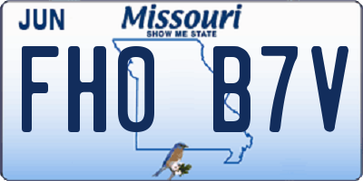 MO license plate FH0B7V