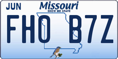 MO license plate FH0B7Z