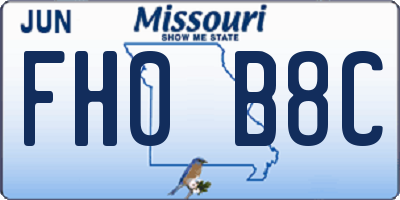 MO license plate FH0B8C
