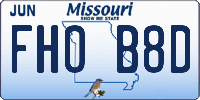MO license plate FH0B8D