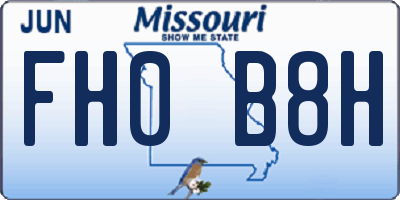 MO license plate FH0B8H