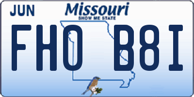 MO license plate FH0B8I