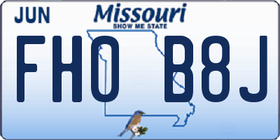 MO license plate FH0B8J