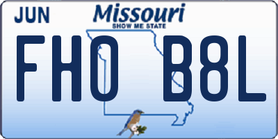 MO license plate FH0B8L