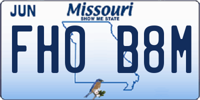 MO license plate FH0B8M