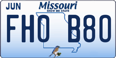MO license plate FH0B8O