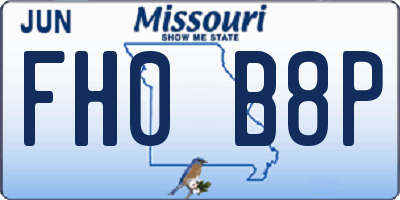MO license plate FH0B8P