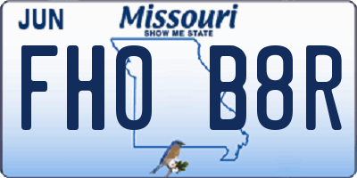 MO license plate FH0B8R