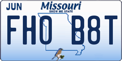 MO license plate FH0B8T