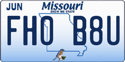 MO license plate FH0B8U
