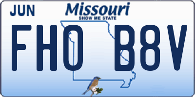 MO license plate FH0B8V