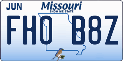 MO license plate FH0B8Z