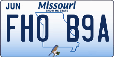 MO license plate FH0B9A
