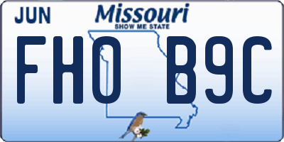 MO license plate FH0B9C