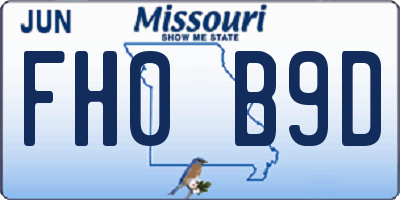 MO license plate FH0B9D