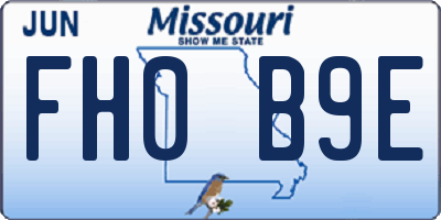 MO license plate FH0B9E