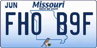 MO license plate FH0B9F