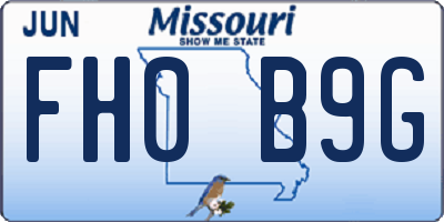 MO license plate FH0B9G