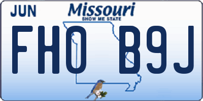 MO license plate FH0B9J