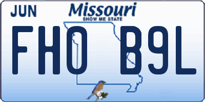 MO license plate FH0B9L