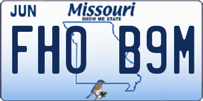 MO license plate FH0B9M