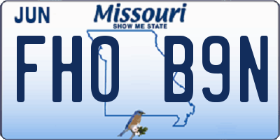MO license plate FH0B9N