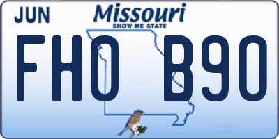 MO license plate FH0B9O
