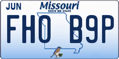MO license plate FH0B9P