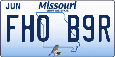MO license plate FH0B9R
