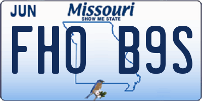 MO license plate FH0B9S