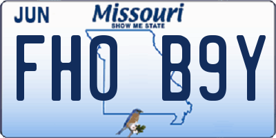 MO license plate FH0B9Y