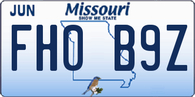 MO license plate FH0B9Z