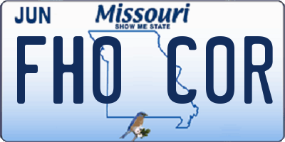 MO license plate FH0C0R