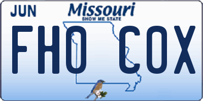 MO license plate FH0C0X