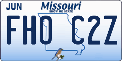 MO license plate FH0C2Z