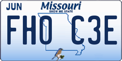 MO license plate FH0C3E