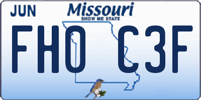 MO license plate FH0C3F