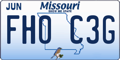 MO license plate FH0C3G