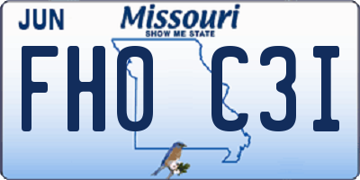 MO license plate FH0C3I
