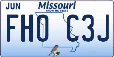MO license plate FH0C3J