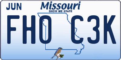 MO license plate FH0C3K