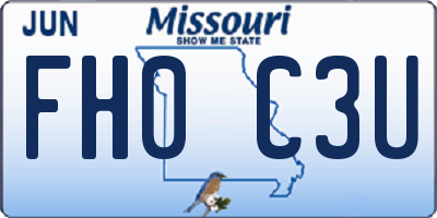 MO license plate FH0C3U