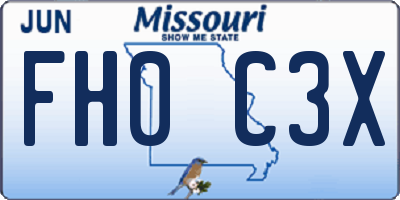 MO license plate FH0C3X