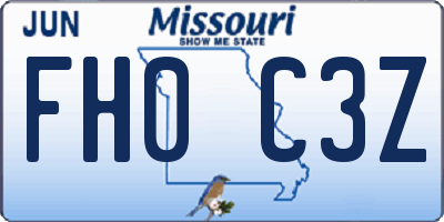MO license plate FH0C3Z