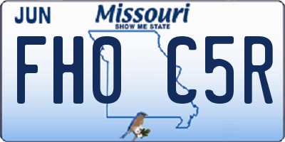 MO license plate FH0C5R